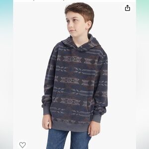Ariat Boys Printed Overdyed Washed Sweater Hoodie Maritime Blue‎ Southwest Small